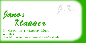 janos klapper business card