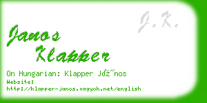 janos klapper business card